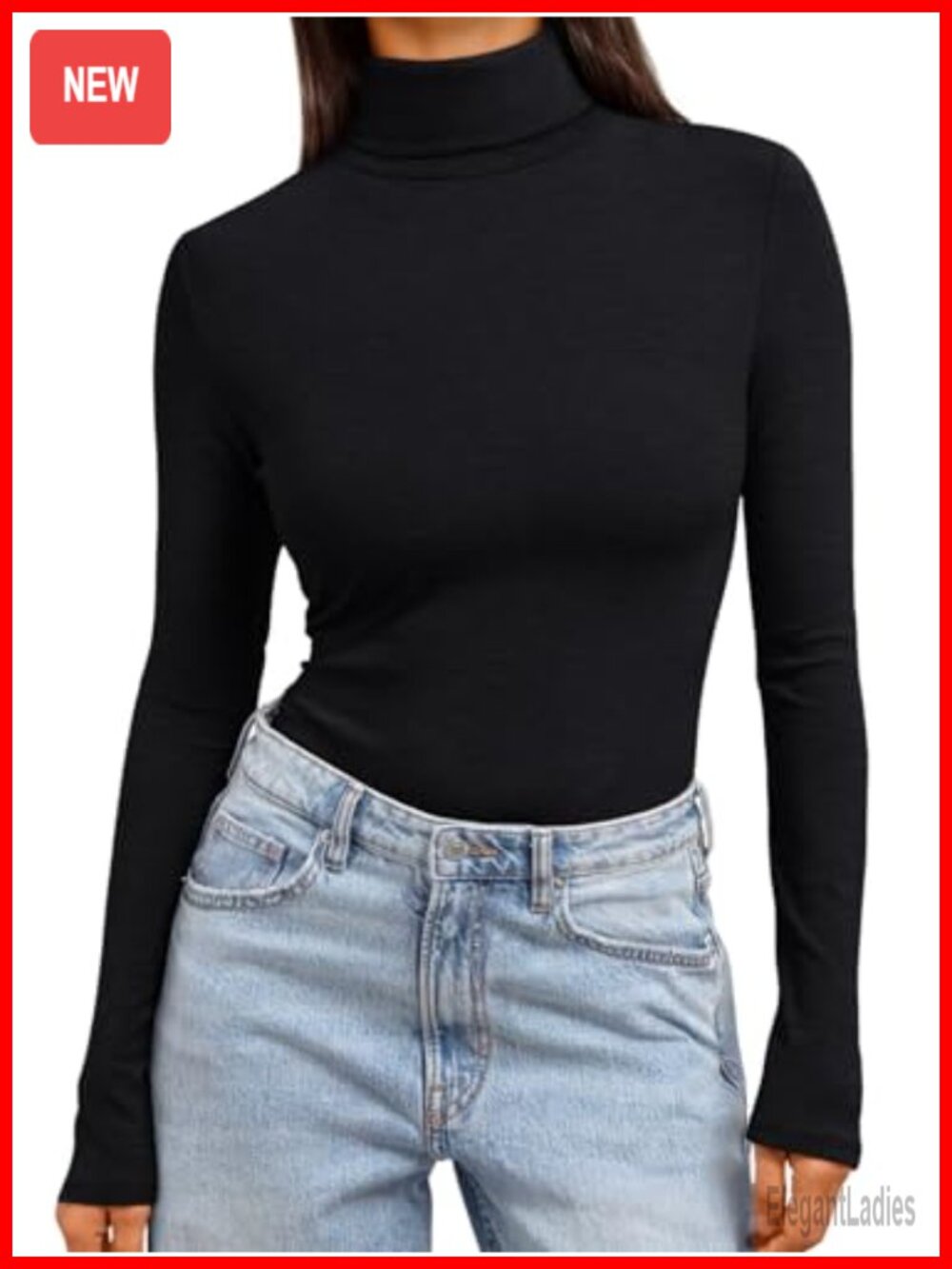 Womens Turtleneck Long Sleeve Slim Fit Knit Top Base Layer